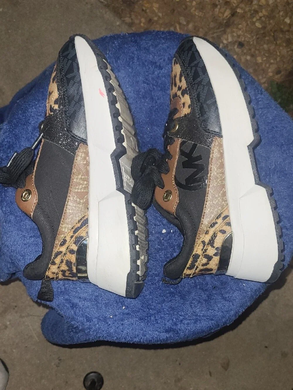 Michael Kors Kids Leopard Print Platform Sneakers - Black, Brown  Girls Size 2
